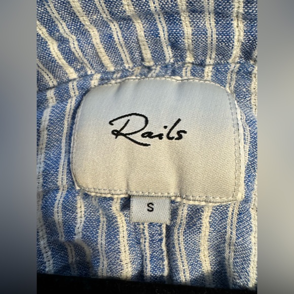 Rails Sloan Azure Blue and White Striped Button-Up Women's Top, Small - Picture 3 of 9